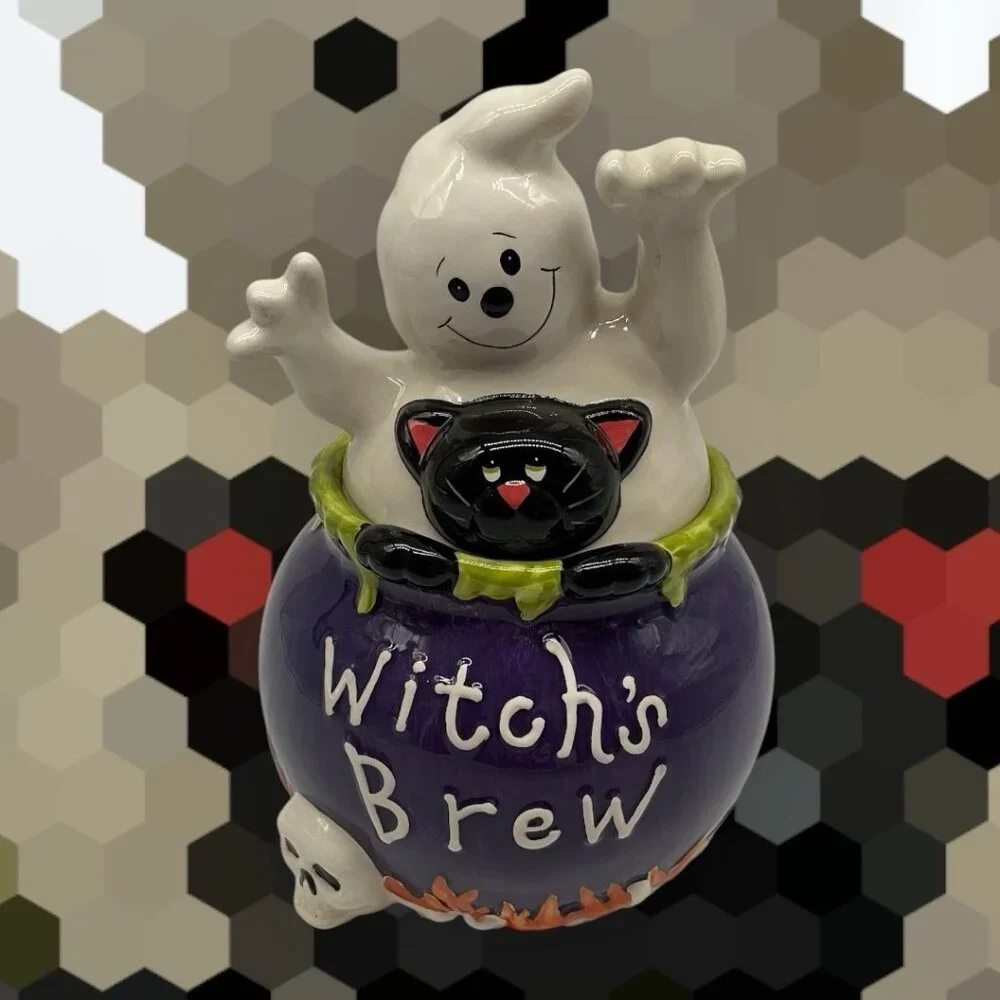 David's Cookies Vintage Halloween Witch's Brew Cookie Jar Kitchen Collectible